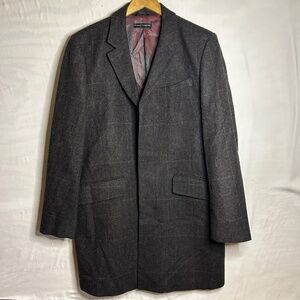 Vince Camuto Coat Mens XL Moon Tweed British Wool Brown Herringbone Check Lined